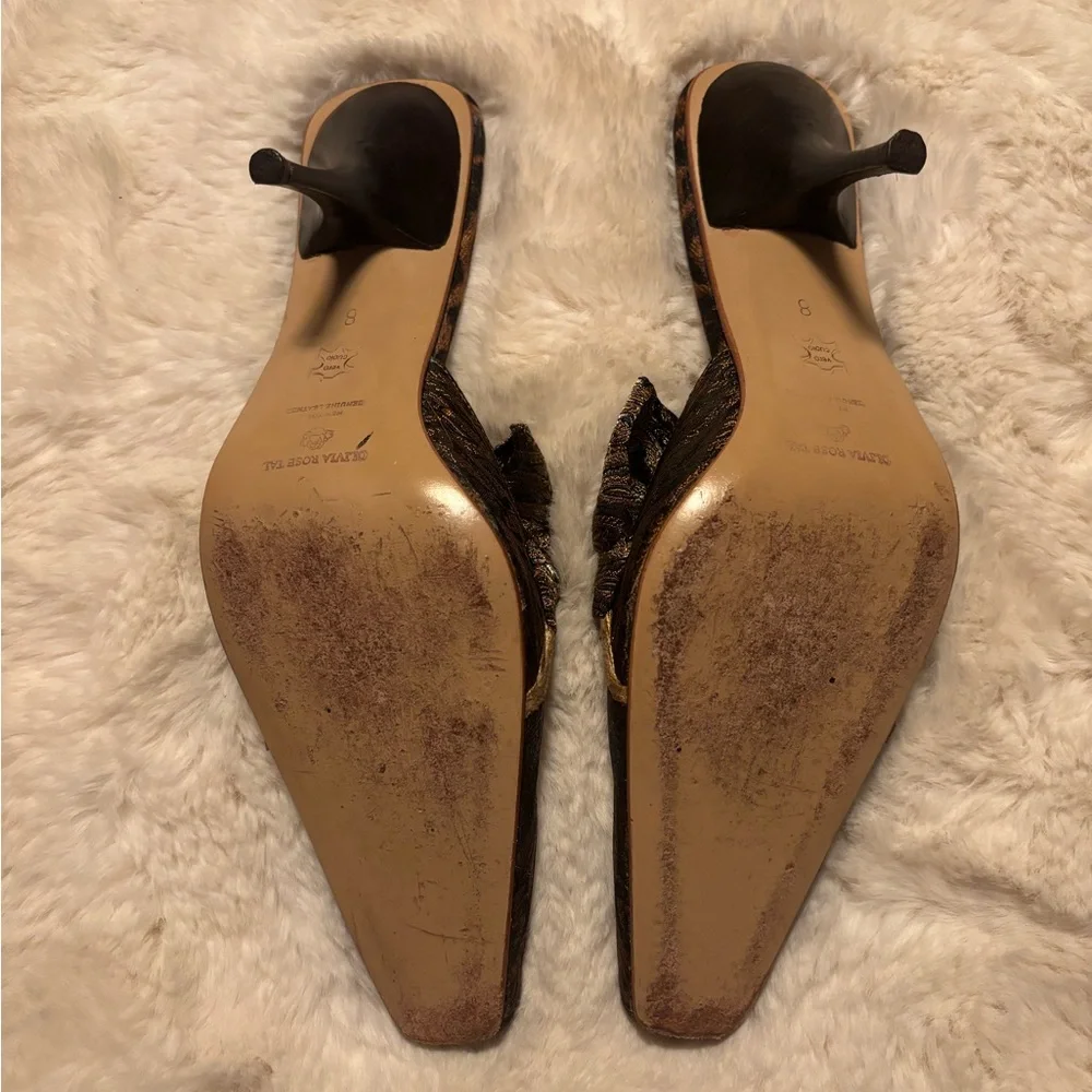 Olivia Rose Tal Brown and Tan Mules with Bow Detail - Picture 4 of 5